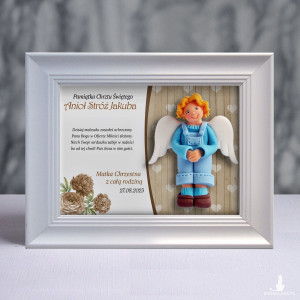 Pamiątka Chrztu Świętego - ramka 20x15 z aniołkiem