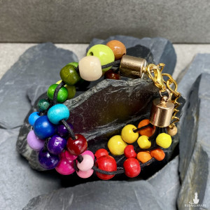 Bransoletka tęczowe kolorowe drewniane koraliki na sznurku