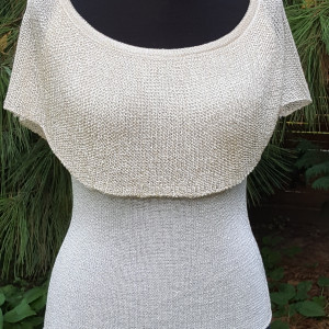 Lniana  bluzka falbanka w stylu hiszpańskim