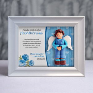 Pamiątka Chrztu Świętego - ramka 20x15 z aniołkiem