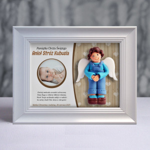 Pamiątka Chrztu Świętego - ramka 20x15 z aniołkiem