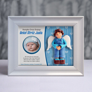 Pamiątka Chrztu Świętego - ramka 20x15 z aniołkiem