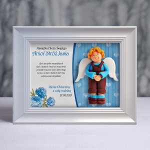 Pamiątka Chrztu Świętego - ramka 20x15 z aniołkiem