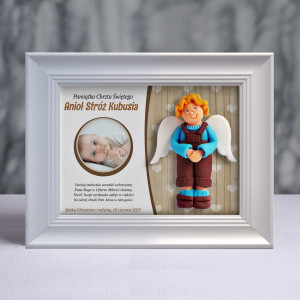 Pamiątka Chrztu Świętego - ramka 20x15 z aniołkiem