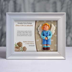 Pamiątka Chrztu Świętego - ramka 20x15 z aniołkiem