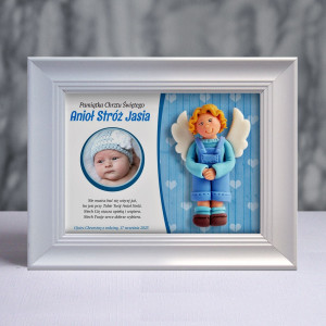 Pamiątka Chrztu Świętego - ramka 20x15 z aniołkiem