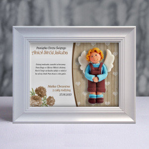 Pamiątka Chrztu Świętego - ramka 20x15 z aniołkiem