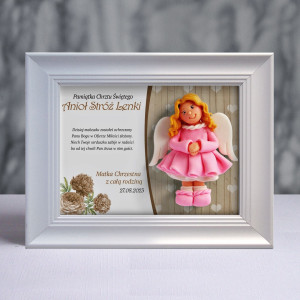 Pamiątka Chrztu Świętego - ramka 20x15 z aniołkiem