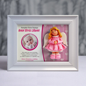 Pamiątka Chrztu Świętego - ramka 20x15 z aniołkiem