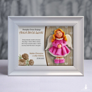 Pamiątka Chrztu Świętego - ramka 20x15 z aniołkiem