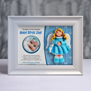 Pamiątka Chrztu Świętego - ramka 20x15 z aniołkiem