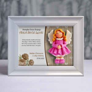 Pamiątka Chrztu Świętego - ramka 20x15 z aniołkiem