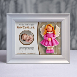 Pamiątka Chrztu Świętego - ramka 20x15 z aniołkiem
