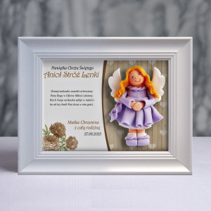 Pamiątka Chrztu Świętego - ramka 20x15 z aniołkiem