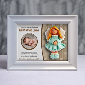 Pamiątka Chrztu Świętego - ramka 20x15 z aniołkiem