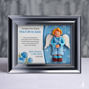 Pamiątka Chrztu Świętego - ramka 20x15 z aniołkiem