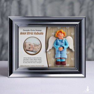Pamiątka Chrztu Świętego - ramka 20x15 z aniołkiem