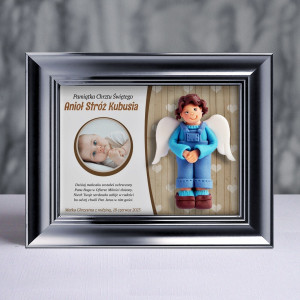 Pamiątka Chrztu Świętego - ramka 20x15 z aniołkiem