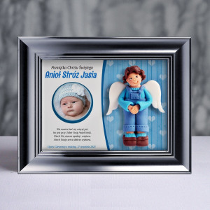 Pamiątka Chrztu Świętego - ramka 20x15 z aniołkiem