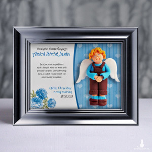 Pamiątka Chrztu Świętego - ramka 20x15 z aniołkiem