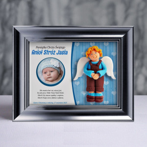 Pamiątka Chrztu Świętego - ramka 20x15 z aniołkiem