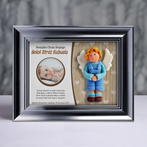 Pamiątka Chrztu Świętego - ramka 20x15 z aniołkiem