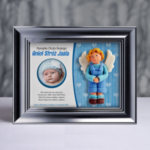Pamiątka Chrztu Świętego - ramka 20x15 z aniołkiem