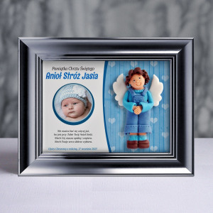 Pamiątka Chrztu Świętego - ramka 20x15 z aniołkiem