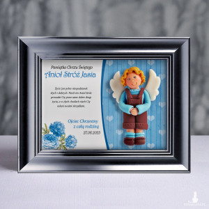 Pamiątka Chrztu Świętego - ramka 20x15 z aniołkiem