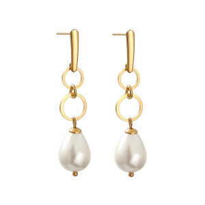 Pozłacane kolczyki z perłami seashell c1086