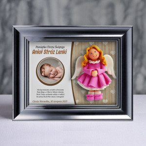 Pamiątka Chrztu Świętego - ramka 20x15 z aniołkiem