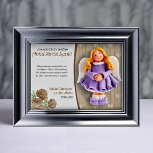 Pamiątka Chrztu Świętego - ramka 20x15 z aniołkiem