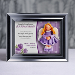 Pamiątka Chrztu Świętego - ramka 20x15 z aniołkiem