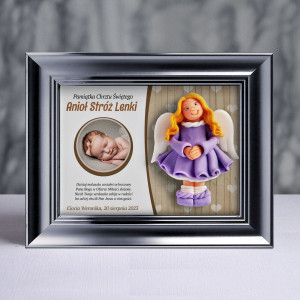Pamiątka Chrztu Świętego - ramka 20x15 z aniołkiem
