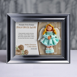 Pamiątka Chrztu Świętego - ramka 20x15 z aniołkiem