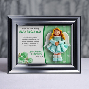 Pamiątka Chrztu Świętego - ramka 20x15 z aniołkiem