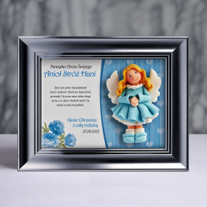 Pamiątka Chrztu Świętego - ramka 20x15 z aniołkiem