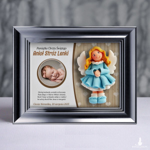 Pamiątka Chrztu Świętego - ramka 20x15 z aniołkiem