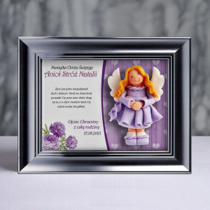 Pamiątka Chrztu Świętego - ramka 20x15 z aniołkiem