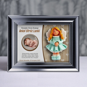 Pamiątka Chrztu Świętego - ramka 20x15 z aniołkiem