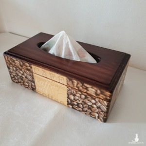 Chustecznik brązowy Pudełko na chusteczki drewniane  Kawa