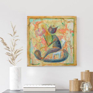 Kotka latem w ogrodzie, obraz na płótnie