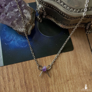 kokardkowy naszyjnik z ametystem