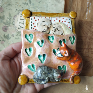 Szyld na drzwi do sypialni z kotami