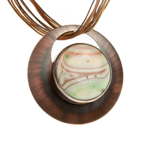 Miedziany naszyjnik z pastelowym agatem c845