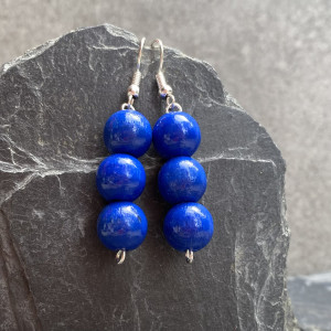 kolczyki korale drewniane granatowy