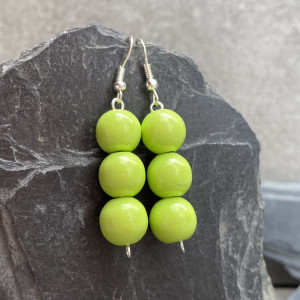 kolczyki korale drewniane seledynowy