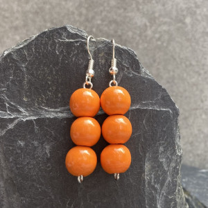 kolczyki korale drewniane pomarańczowy
