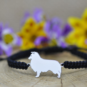 Owczarek szetlandzki / Shaeltie - bransoletka z psem, srebro 925