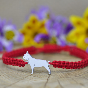 Buldog francuski / Buldożek - bransoletka z psem, srebro 925